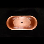 “SanSiro Cognac59PC Soaking Tub” 59" Freestanding French Bateau Pure Copper Bathtub with “Mirror Polished” Exterior
