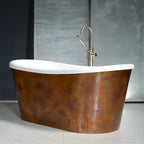 “SanSiro Toulon59ASoak” 59" x 31.5" French Bateau Tub “Dark Aged” Solid Copper Exterior