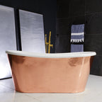 “SanSiro Toulon59HPCSoak” 59" x 31.5" French Bateau Tub “Hammered Polished” Solid Copper Exterior