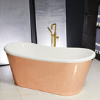 “SanSiro Toulon67HPCSoak” 67" x 31.5" French Bateau Tub “Hammered Polished” Solid Copper Exterior