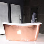 “SanSiro Toulon67PCSoak” 67" x 31.5" French Bateau Tub “Mirror Polished” Solid Copper Exterior
