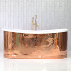 “SanSiro AquitaineA59PC” 59" “Warmed Air Jetted” Tub with a Mirror Polished Solid Copper Shell Exterior and Thick CoreAcryl Acrylic Interior