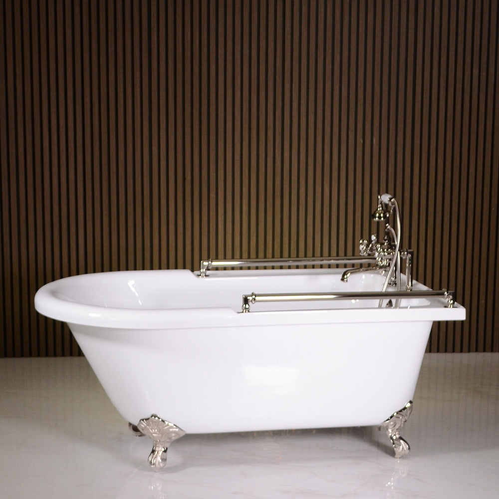 “ACFL65FPK” 65" Extra Wide Classic Clawfoot Tub and Faucet Package with Grab Bars