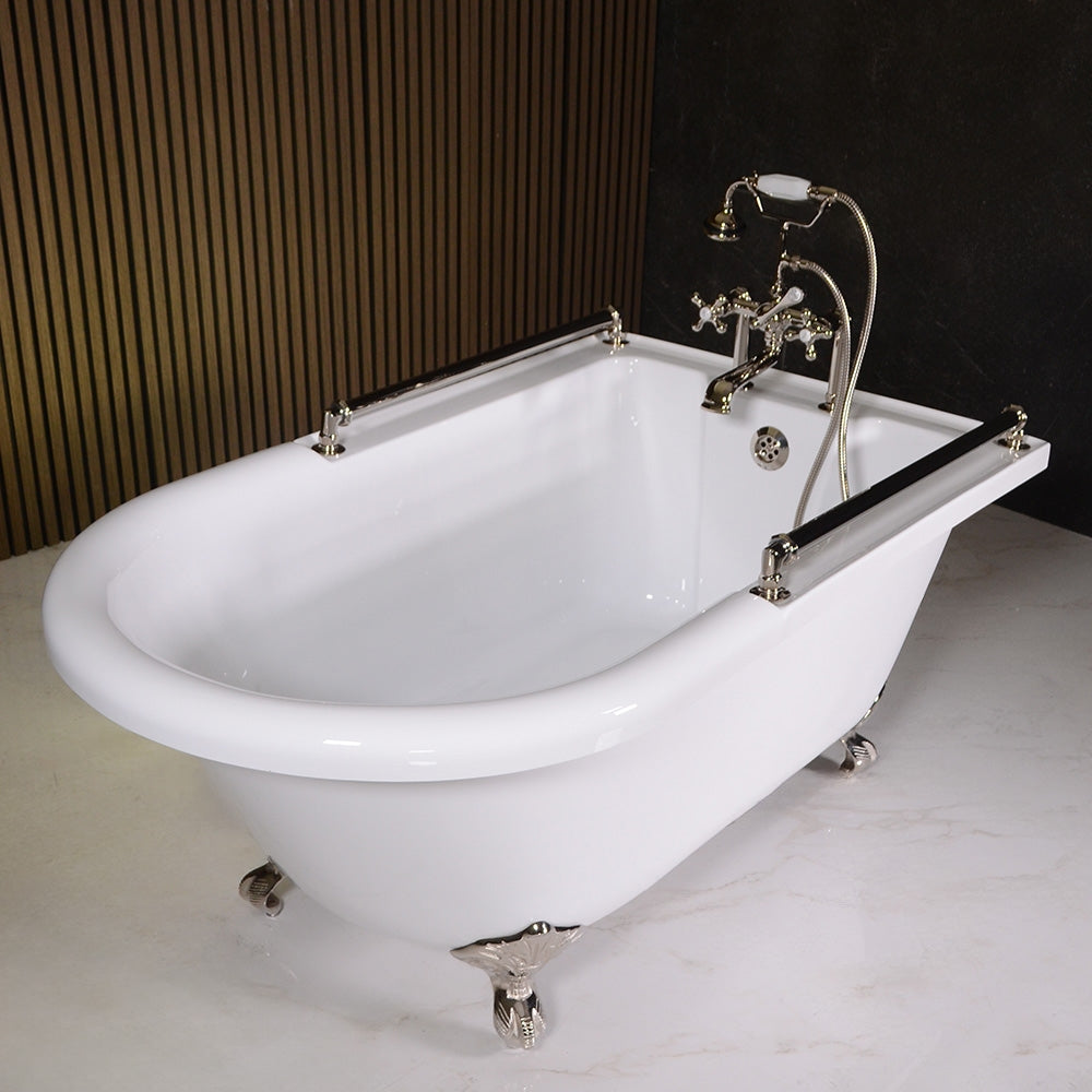 “ACFL59FPK” 59" Extra Wide Classic Clawfoot Tub and Faucet Package with Grab Bars