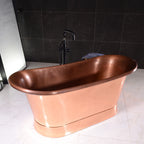“SanSiro Colmar59HPCAir” 59" Variable Speed Air Jetted Hammered Copper French Bateau Bathtub with Ozone Sanitizing