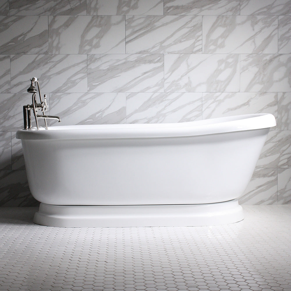 “SanSiro Empress EMPD73N” 73 Inch Hydro Massage “Water and Air Jetted” Single Slipper Pedestal Tub Package