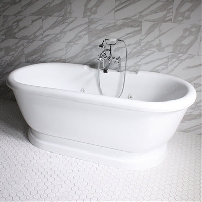 “SanSiro Empress EMPD75N” 75 Inch Hydro Massage “Water and Air Jetted” Double Ended Pedestal Tub Package