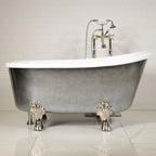“LuxWide Calypso Athena-ACHCL54” 54 Inch White CoreAcryl Acrylic Swedish Slipper Clawfoot Tub “Aged Chrome” Exterior