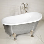 “LuxWide Calypso Athena-ACHCL58” 58 Inch White CoreAcryl Acrylic Swedish Slipper Clawfoot Tub “Aged Chrome” Exterior