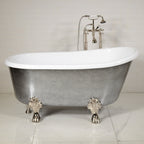 “LuxWide Calypso Athena-ACHCL58” 58 Inch White CoreAcryl Acrylic Swedish Slipper Clawfoot Tub “Aged Chrome” Exterior