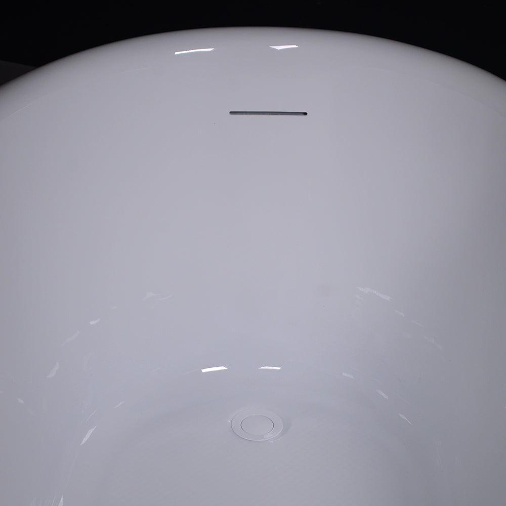 “LuxWide Calypso Athena-ACHCL58” 58 Inch White CoreAcryl Acrylic Swedish Slipper Clawfoot Tub “Aged Chrome” Exterior