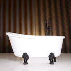 “LuxWide Calypso Athena-WH54” 54 Inch CoreAcryl Acrylic Swedish Slipper Clawfoot Tub “High Gloss White” Interior and Exterior