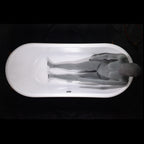 “LuxWide Calypso-ACHBTPD73” 73 Inch White CoreAcryl Acrylic French Bateau Pedestal Tub with “Aged Chrome” Exterior Finish