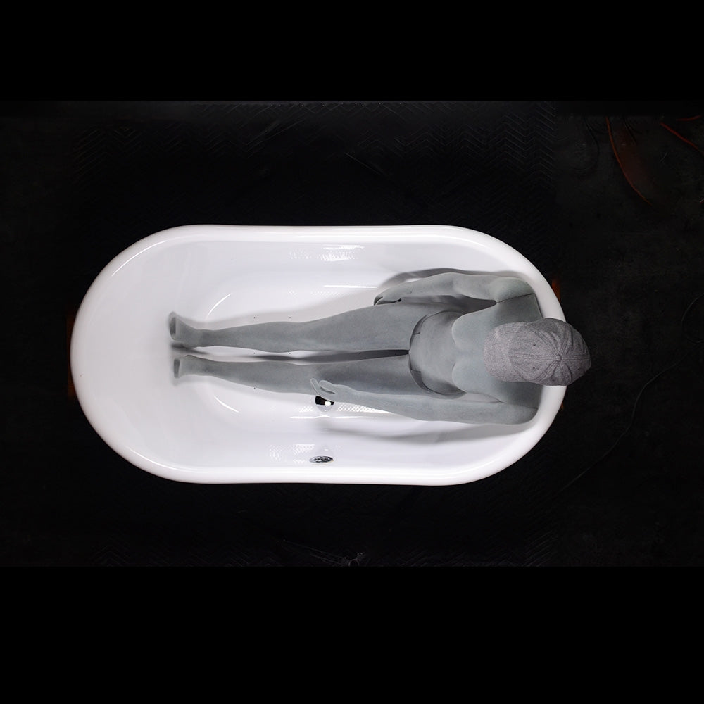 “LuxWide Calypso-ACHBTSK59” 59" x 31.5"  French Bateau Bathtub with “Aged  Chrome” Exterior Finish