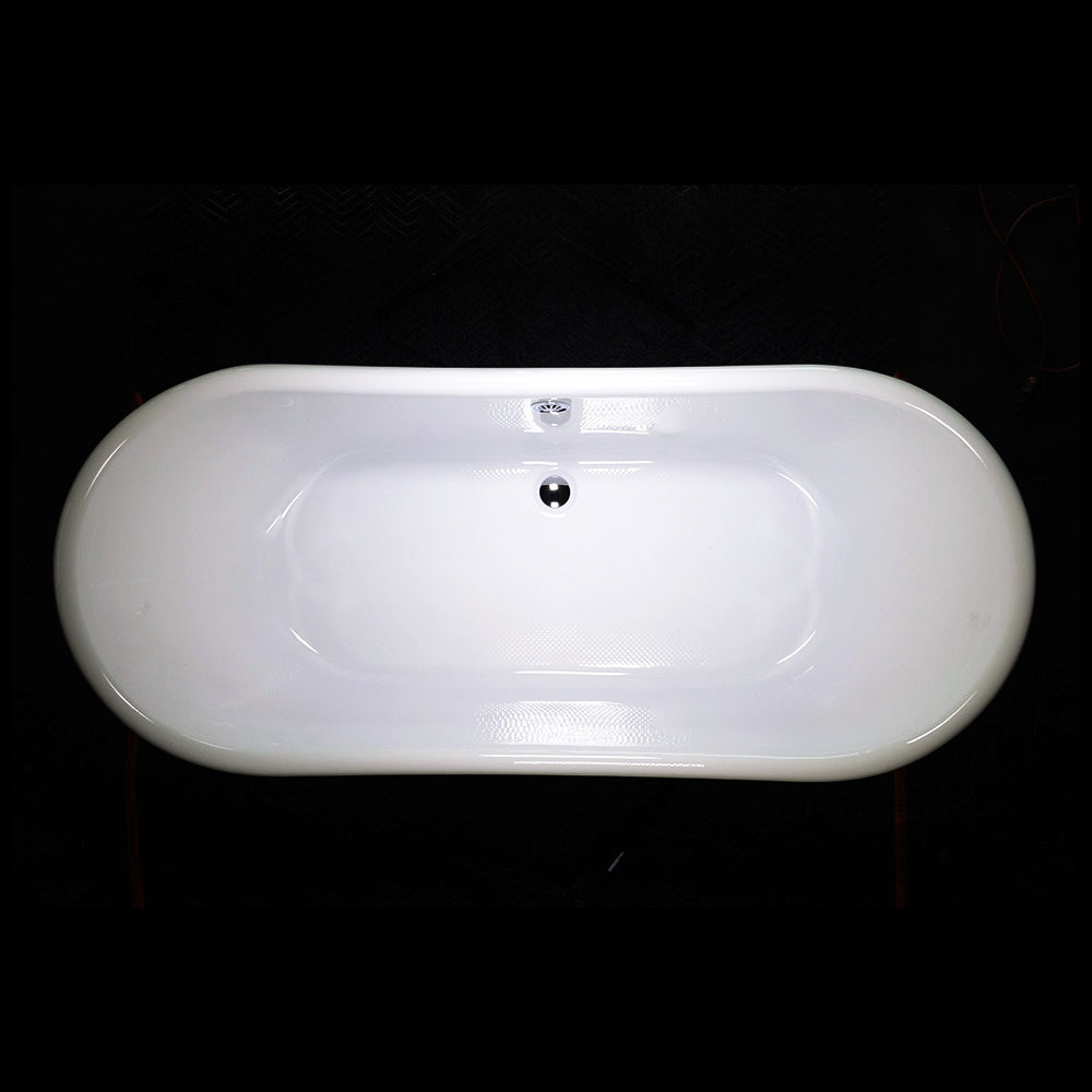 “LuxWide Calypso-ACHBTSK73” 73" x 31.5"  French Bateau Bathtub with “Aged  Chrome” Exterior Finish