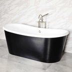 “LuxWide Calypso-BKBTSK59” 59" x 31.5" French Bateau Bathtub with “Satin Black” Exterior Finish