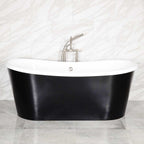 “LuxWide Calypso-BLKSK67” 67" x 31.5"  French Bateau Bathtub with “Satin Black” Exterior Finish