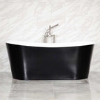 “LuxWide Calypso-BKBTSK73” 73" x 31.5"  French Bateau Bathtub with “Satin Black” Exterior Finish