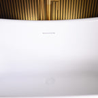 “LuxWide Calypso-DACBTPD73” 73 Inch White CoreAcryl Acrylic French Bateau Pedestal Tub with “Dark Aged Copper Leaf” Exterior Finish