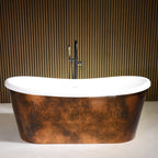 “LuxWide Calypso-ACBTSK67” 67" x 31.5"  French Bateau Bathtub with “Aged Copper Leaf” Exterior Finish