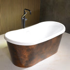 “LuxWide Calypso-ACBTSK73” 73" x 31.5"  French Bateau Bathtub with “Aged Copper Leaf” Exterior Finish