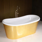 “LuxWide Calypso-UGLBTSK59” 59"  French Bateau Skirted Bathtub with “Umber Washed Gold Leaf” Exterior Finish