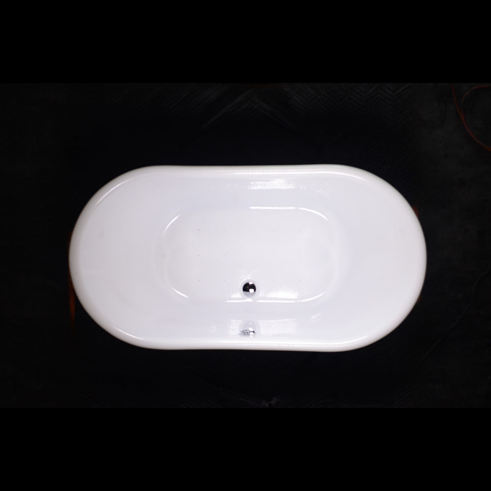 “LuxWide Calypso-UGLBTSK59” 59"  French Bateau Skirted Bathtub with “Umber Washed Gold Leaf” Exterior Finish