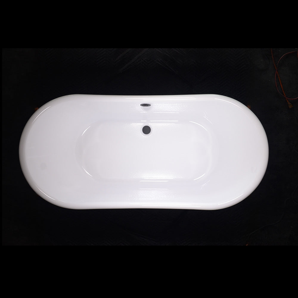 “LuxWide Calypso-UGLBTSK67” 67"  French Bateau Skirted Bathtub with “Umber Washed Gold Leaf” Exterior Finish