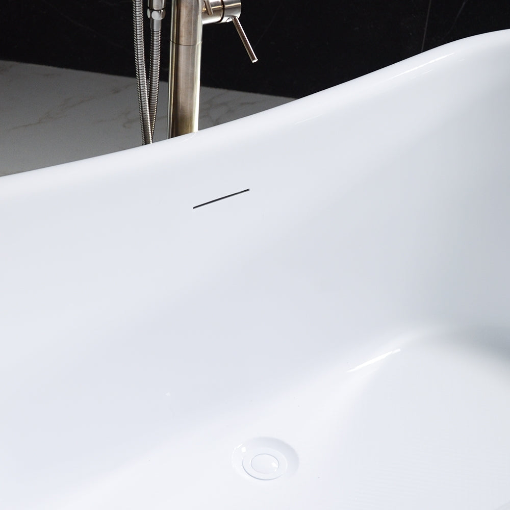 “LuxWide Calypso-UGLBTSK67” 67"  French Bateau Skirted Bathtub with “Umber Washed Gold Leaf” Exterior Finish