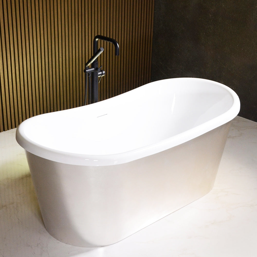 “LuxWide Calypso-USLBTSK73” 73" x 31.5" French Bateau Skirted Bathtub with “Umber Washed Silver Leaf” Exterior Finish