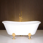 “LuxWide Calypso-BTClawWH59” 59 Inch CoreAcryl Acrylic French Bateau Clawfoot Tub “High Gloss White” Interior and Exterior