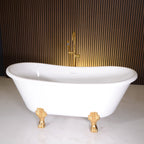 “LuxWide Calypso-BTClawWH59” 59 Inch CoreAcryl Acrylic French Bateau Clawfoot Tub “High Gloss White” Interior and Exterior