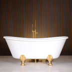 “LuxWide Calypso-BTClawWH73” 73 Inch CoreAcryl Acrylic French Bateau Clawfoot Tub “High Gloss White” Interior and Exterior