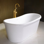 “LuxWide Calypso-WHBTSK59” 59" x 31.5" French Bateau Skirted Bathtub with “High Gloss White” Exterior Finish