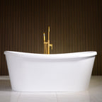 “LuxWide Calypso-WHBTSK73” 73" x 31.5" French Bateau Skirted Bathtub with “High Gloss White” Exterior Finish