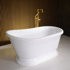 “LuxWide Calypso Iris-58WH” 58 Inch CoreAcryl Acrylic Swedish Slipper Pedestal Tub “High Gloss White” Interior and Exterior