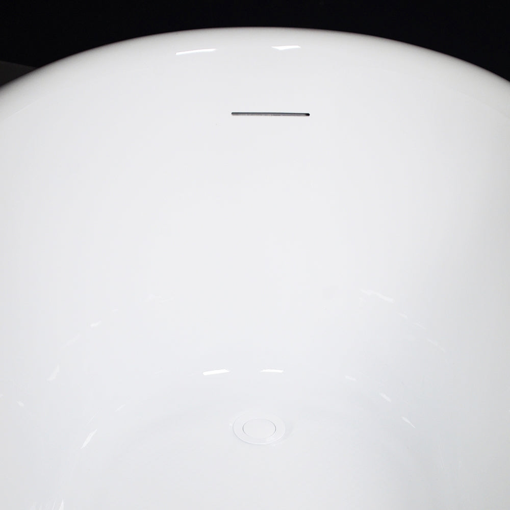 “LuxWide Calypso Iris-58WH” 58 Inch CoreAcryl Acrylic Swedish Slipper Pedestal Tub “High Gloss White” Interior and Exterior