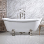 “SanSiro Arles BT59FC” 59" CoreAcryl Acrylic French Bateau “All Inclusive Clawfoot Tub and Faucet Package”
