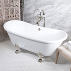 “SanSiro Arles BT59FC” 59" CoreAcryl Acrylic French Bateau “All Inclusive Clawfoot Tub and Faucet Package”