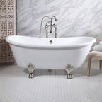 “SanSiro Arles BT59FC” 59" CoreAcryl Acrylic French Bateau “All Inclusive Clawfoot Tub and Faucet Package”