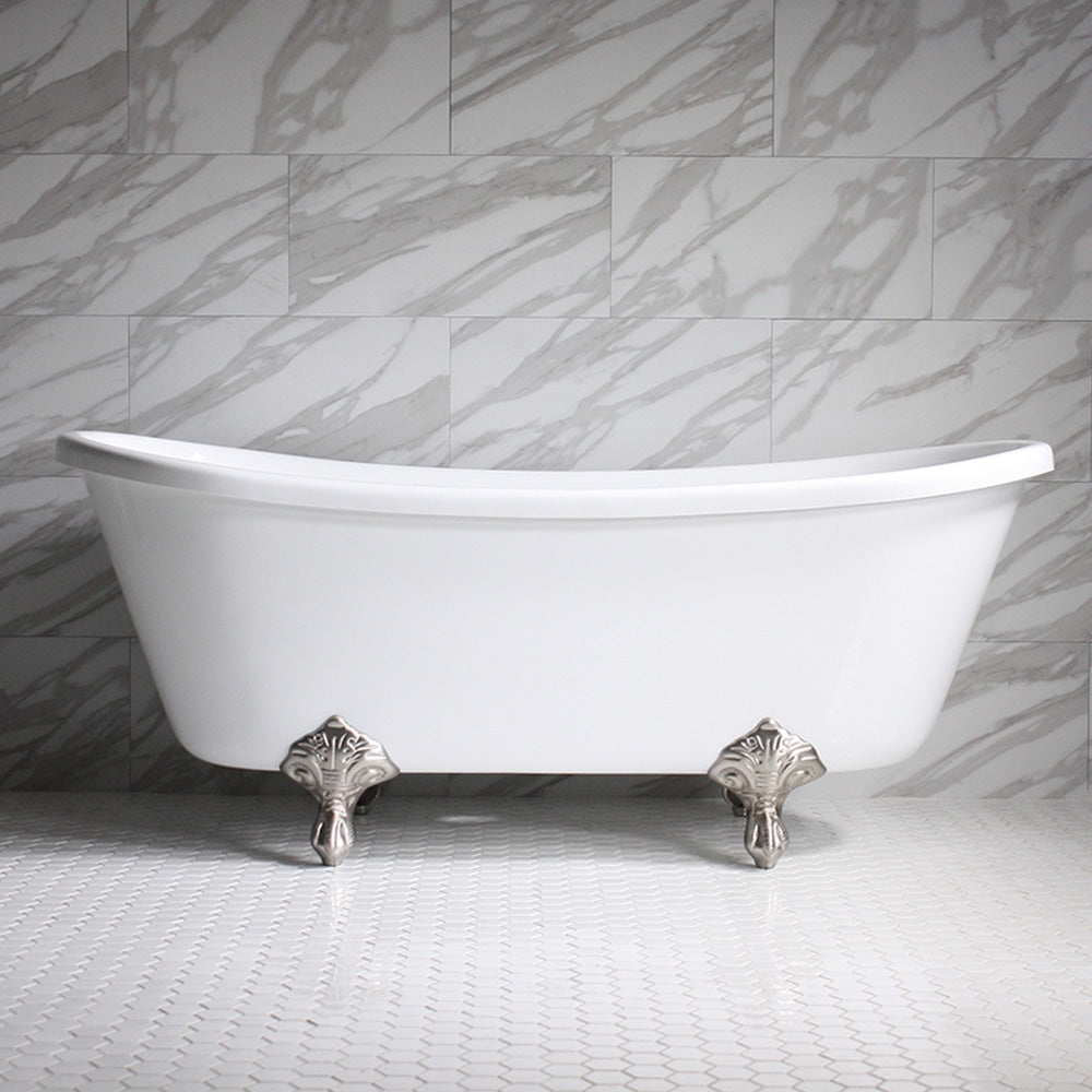“HLBT73” 73" Hotel Collection CoreAcryl Acrylic French Bateau Clawfoot Tub with Feet