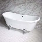 “HLBT73” 73" Hotel Collection CoreAcryl Acrylic French Bateau Clawfoot Tub with Feet