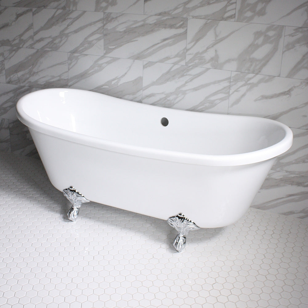 “HLBT73” 73" Hotel Collection CoreAcryl Acrylic French Bateau Clawfoot Tub with Feet