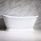 “HLBTPD67” 67" Hotel Collection CoreAcryl Acrylic French Bateau Pedestal Tub with Base