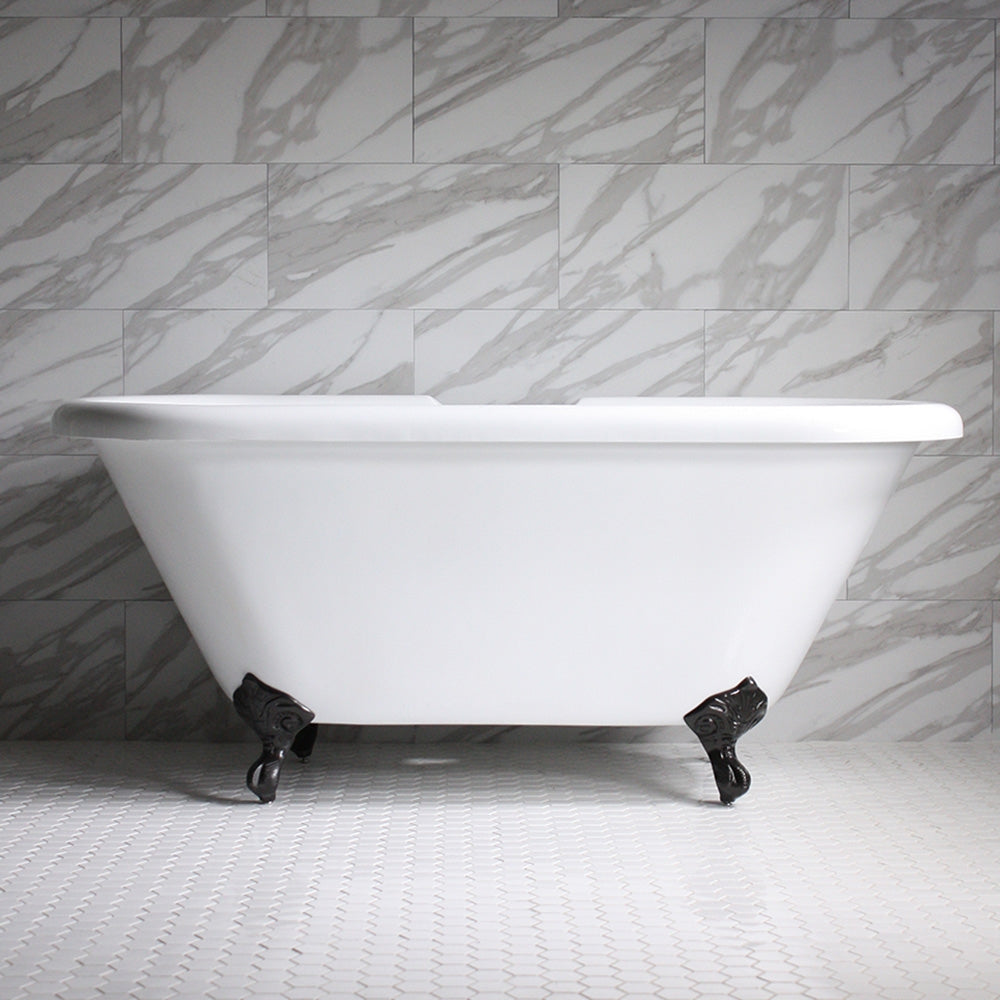 “HLDBL59” 59" Hotel Collection CoreAcryl Acrylic Double Ended Clawfoot Tub with Feet