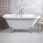 “HLDBL59” 59" Hotel Collection CoreAcryl Acrylic Double Ended Clawfoot Tub with Feet