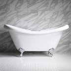 “HLDS59” 59" Hotel Collection CoreAcryl Acrylic Double Slipper Clawfoot Tub with Feet