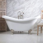 “HLDS59” 59" Hotel Collection CoreAcryl Acrylic Double Slipper Clawfoot Tub with Feet