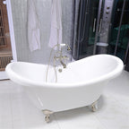 “HLDS59” 59" Hotel Collection CoreAcryl Acrylic Double Slipper Clawfoot Tub with Feet
