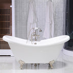 “HLDS59” 59" Hotel Collection CoreAcryl Acrylic Double Slipper Clawfoot Tub with Feet